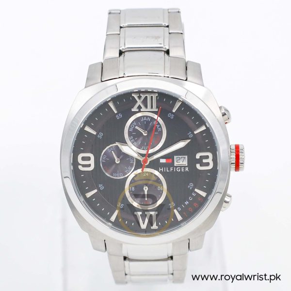 Tommy Hilfiger Men’s Quartz Silver Stainless Steel Black Dial 44mm Watch 1790981