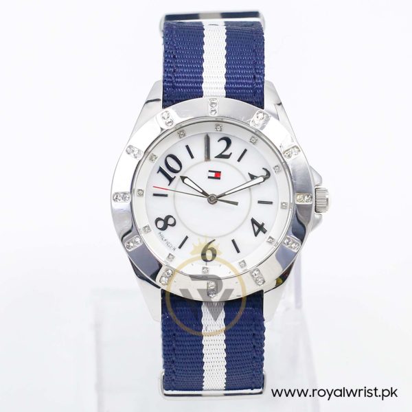 Tommy Hilfiger Women’s Quartz Navy Blue & White Nylon Strap Mother Of Pearl Dial 40mm Watch TH1323141004