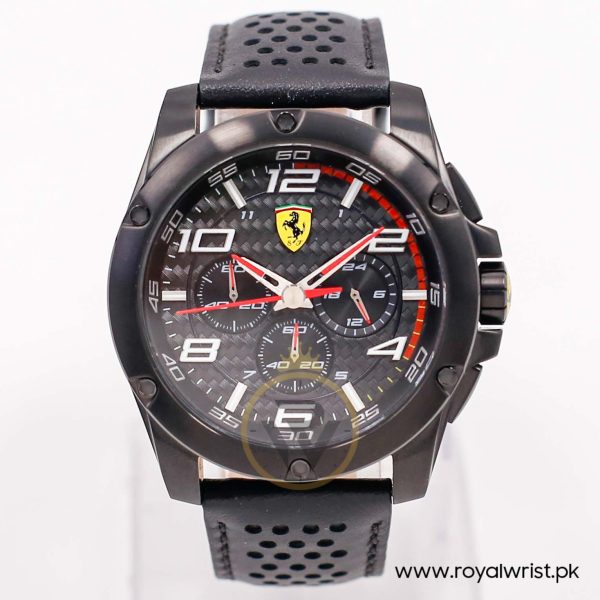 Ferrari Men’s Quartz Black Leather Strap Black Dial 46mm Watch 830029/1