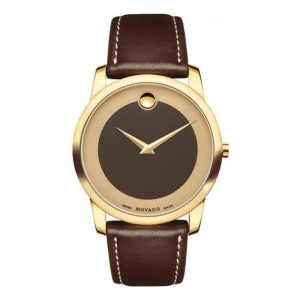 Movado Men’s Swiss Made Quartz Brown Leather Strap Brown Dial 40mm Watch 0606880