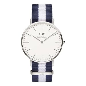 Daniel Wellington Men’s Quartz Blue & White Nylon Strap White Dial 40mm Watch 0204DW