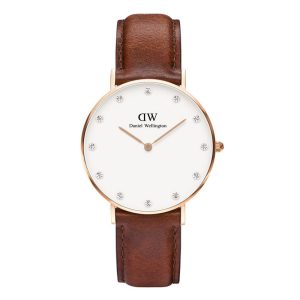 Daniel Wellington Women’s Quartz Brown Leather Strap White Dial 34mm Watch 0950DW