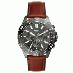 Fossil Men’s Quartz Brown Leather Strap Grey Dial 44mm Watch FS5770 (Without Tag)