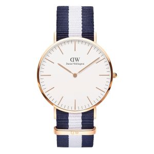 Daniel Wellington Men’s Quartz Blue & White Nylon Strap White Dial 40mm Watch 0104DW