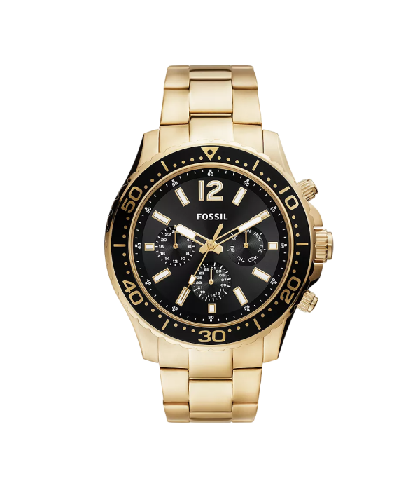 Fossil Men’s Quartz Gold Stainless Steel Black Dial 48mm Watch BQ2599