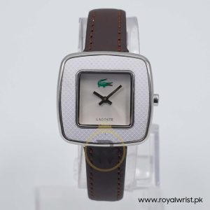 Lacoste Women’s Quartz Dark Brown Leather Strap Silver Sunray Dial 32mm Watch 2000638/1