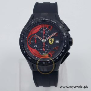 Ferrari Men’s Quartz Black Silicone Strap Black Dial 45mm Watch 0830077