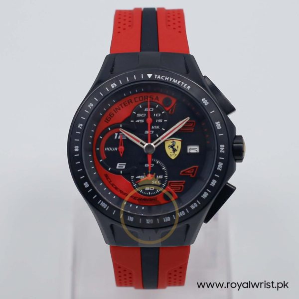 Ferrari Men’s Quartz Red Silicone Strap Black Dial 45mm Watch 830078/1