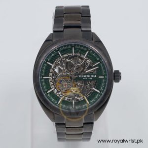 Kenneth Cole Men’s Automatic Black Stainless Steel Green Skeleton Dial 45mm Watch KC50064004