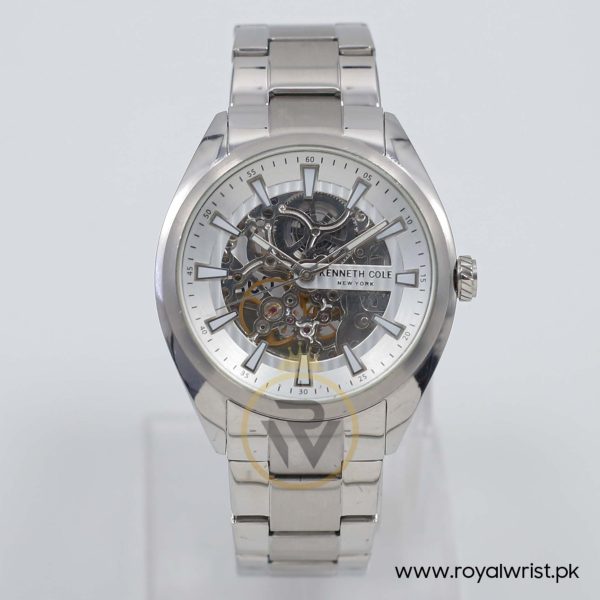 Kenneth Cole Men’s Automatic Silver Stainless White Skeleton Dial 42mm Watch 10030833