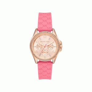 Michael Kors Women’s Quartz Pink Silicone Strap Rose Gold Dial 36mm Watch MK7375