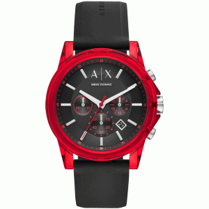 Armani Exchange Men’s Quartz Black Silicone Strap Black Dial 44mm Watch AX1338