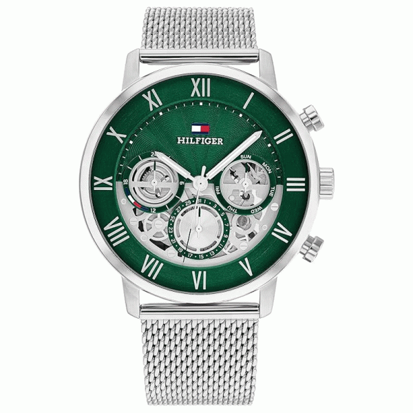 Tommy Hilfiger Men’s Quartz Silver Stainless Steel Green Dial 44mm Watch 1710567