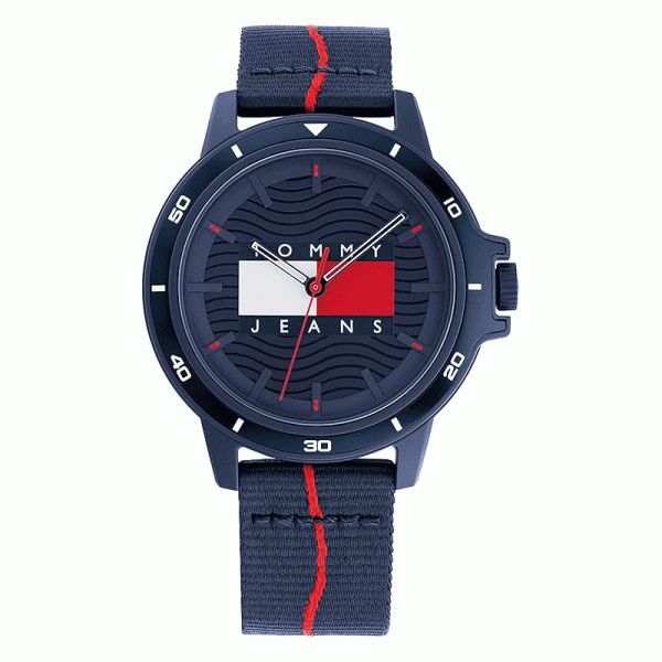 Tommy Hilfiger Men’s Quartz Blue & Red Nylon Strap Blue Dial 42mm Watch 1791997