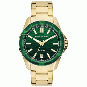 Armani Exchange Men’s Quartz Gold Stainless Steel Green Dial 44mm Watch AX1951