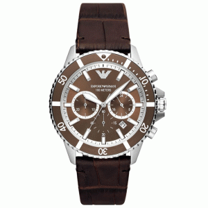 Emporio Armani Men’s Quartz Brown Leather Strap Brown Dial 43mm Watch AR11486