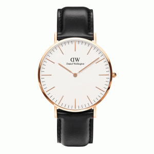 Daniel Wellington Men’s Quartz Black Leather Strap White Dial 36mm Watch DW00100007