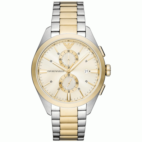 Emporio Armani Men’s Quartz Two Tone Stainless Steel Cream Dial 43mm Watch AR11605