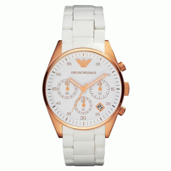 Emporio Armani Women’s Quartz White Silicone Strap White Dial 38mm Watch AR5920