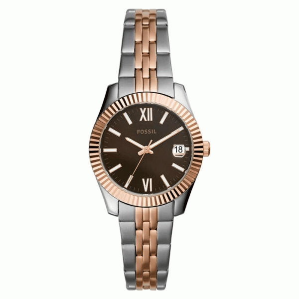 Fossil Women’s Quartz Two Tone Stainless Steel Brown Dial 32mm Watch ES4821 (Without Tag)