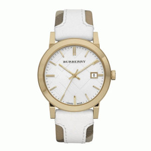 Burberry Women’s Swiss Made Quartz Multi Color Leather Strap White Dial 34mm Watch BU9110