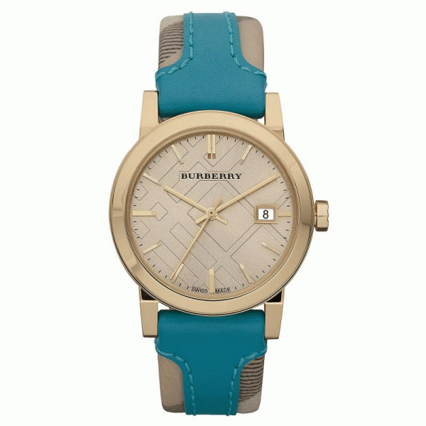 Burberry Women’s Swiss Made Quartz Multi Color Leather Strap Beige Dial 34mm Watch BU9112