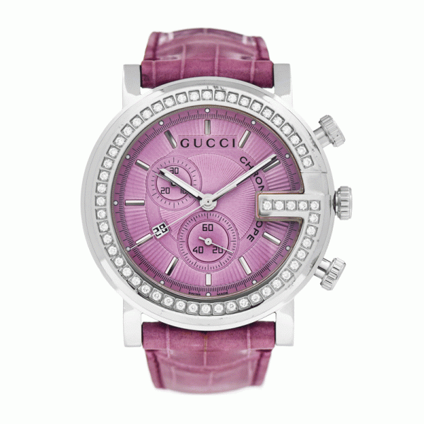 Gucci Women’s Swiss Made Quartz Pink Leather Strap Pink Dial 44mm Watch YA101313