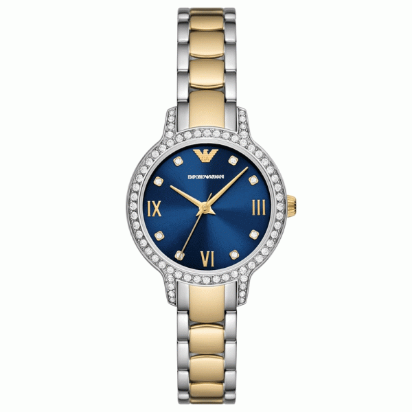 Emporio Armani Women’s Quartz Two Tone Stainless Steel Blue Dial 32mm Watch AR11576