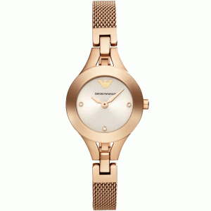 Emporio Armani Women’s Quartz Rose Gold Stainless Steel Silver Dial 26mm Watch AR7362