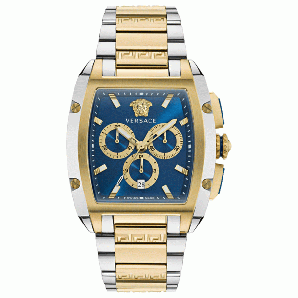 Versace Men’s Quartz Swiss Made Two-Tone Stainless Steel Blue Dial 42mm Watch VE6H00723