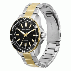 Armani Exchange Men’s Quartz Two Tone Stainless Steel Black Dial 44mm Watch AX1956