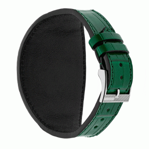 Gucci Men’s Automatic Swiss Made Green Leather Strap Silver Dial 40mm Watch YA126344