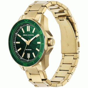 Armani Exchange Men’s Quartz Gold Stainless Steel Green Dial 44mm Watch AX1951