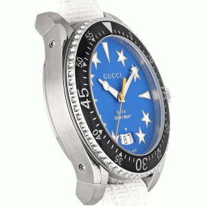Gucci Men’s Swiss Made Quartz White Nylon Strap Blue Dial 40mm Watch YA136340