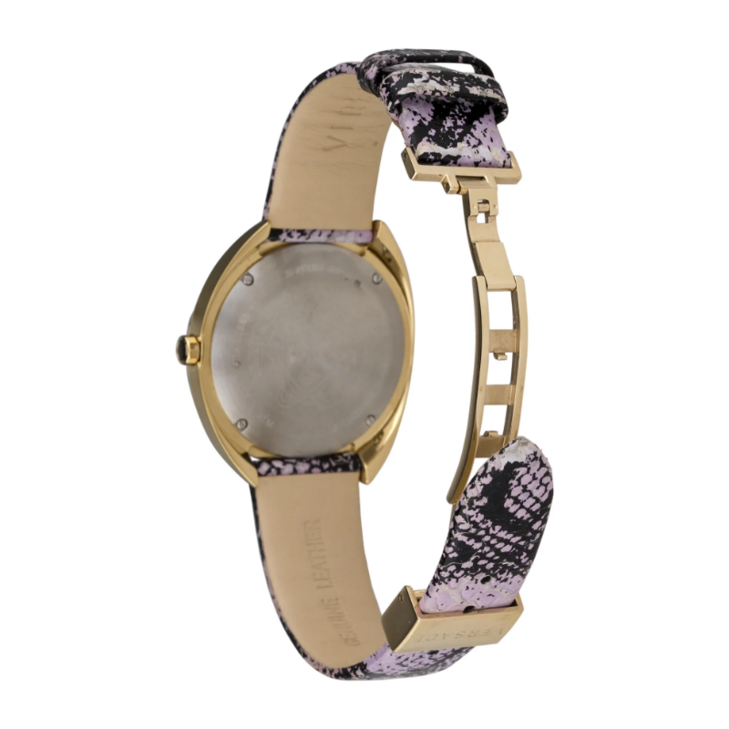Versace Women’s Quartz Swiss Made Purple & Black Leather Strap Purple Dial 38mm Watch VEBM00218 - Image 3
