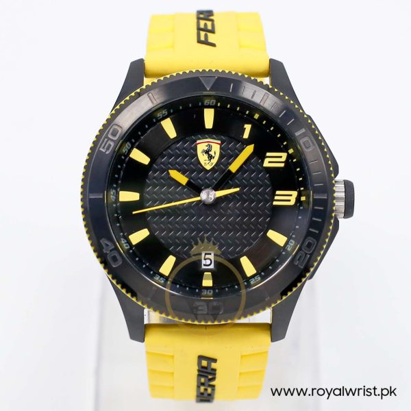 Ferrari Men’s Quartz Yellow Silicone Strap Black Dial 48mm Watch 0830135/1