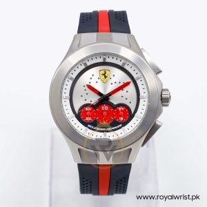 Ferrari Men’s Quartz Black Silicone Strap Silver Dial 44mm Watch 830022