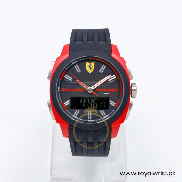 Ferrari Men’s Digital & Quartz Black Silicone Strap Black Dial 46mm Watch 830121