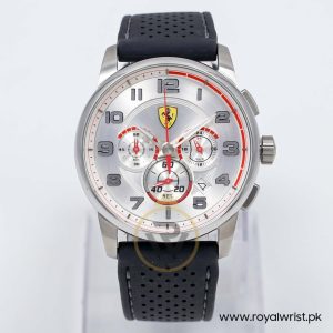 Ferrari Men’s Quartz Black Silicone Strap Silver Dial 44mm Watch 830064