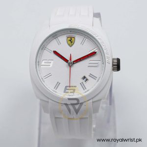 Ferrari Men’s Quartz White Silicone Strap White Dial 46mm Watch 830113/1