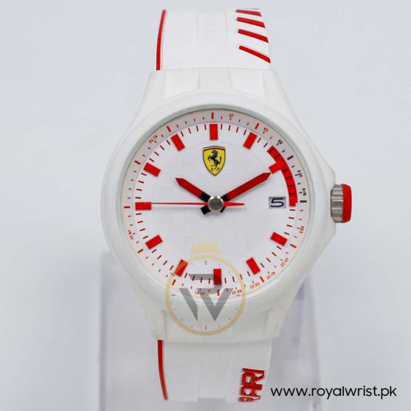 Ferrari Men’s Quartz White Silicone Strap White Dial 44mm Watch 830127/1