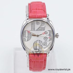 Juicy Couture Women’s Quartz Pink Leather Strap Silver Dial 36mm Watch 1900692