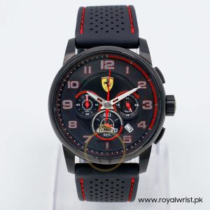 Ferrari Men’s Quartz Black Silicone Strap Black Dial 44mm Watch 830063/1