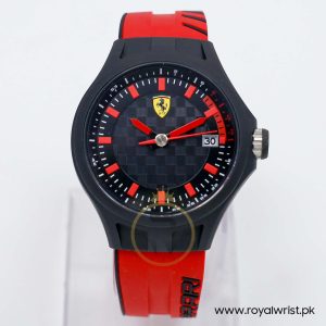 Ferrari Men’s Quartz Red Silicone Strap Black Dial 44mm Watch 830172