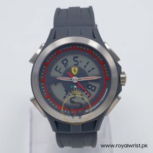 Ferrari Men’s Digital & Quartz Grey Silicone Strap Grey Dial 46mm Watch 830073