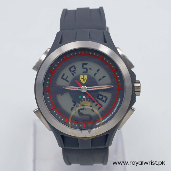 Ferrari Men’s Digital & Quartz Grey Silicone Strap Grey Dial 46mm Watch 830073