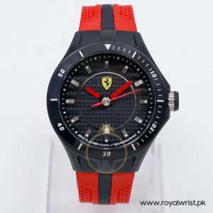 Ferrari Men’s Quartz Red Silicone Strap Black Dial 44mm Watch 830080/1