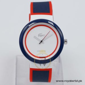 Lacoste Women’s/Kid’s Quartz Navy Blue & Red Silicone Strap White Dial 40mm Watch 2020029