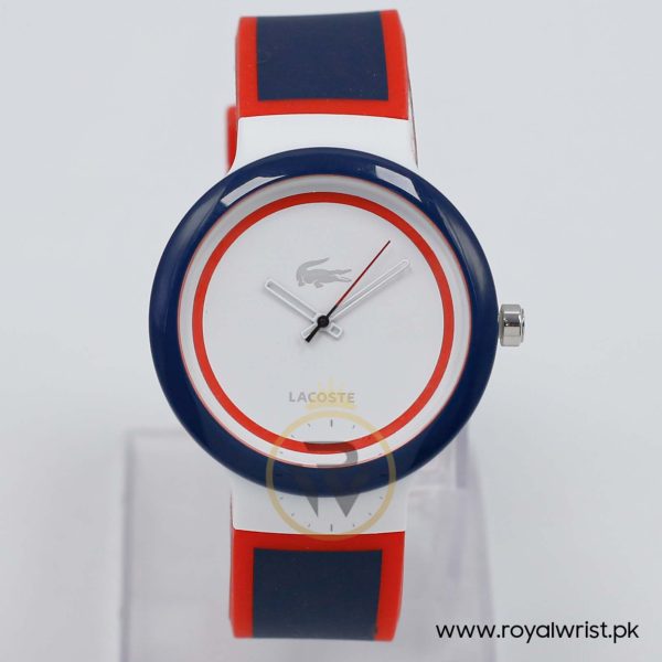 Lacoste Women’s/Kid’s Quartz Navy Blue & Red Silicone Strap White Dial 40mm Watch 2020029