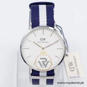 Daniel Wellington Men’s Quartz Blue & White Nylon Strap White Dial 40mm Watch 0204DW/1